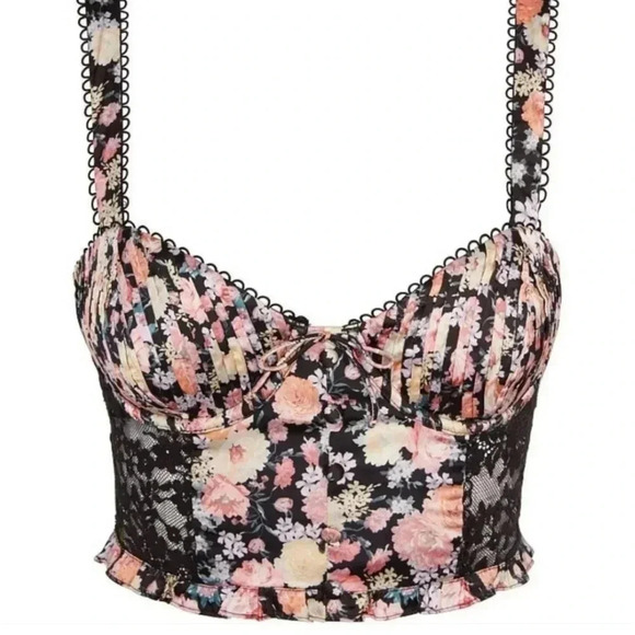 For Love & Lemons NWT Gardenia Long Line Bustier Crop Top Lovely LACE size Large - Picture 13 of 16
